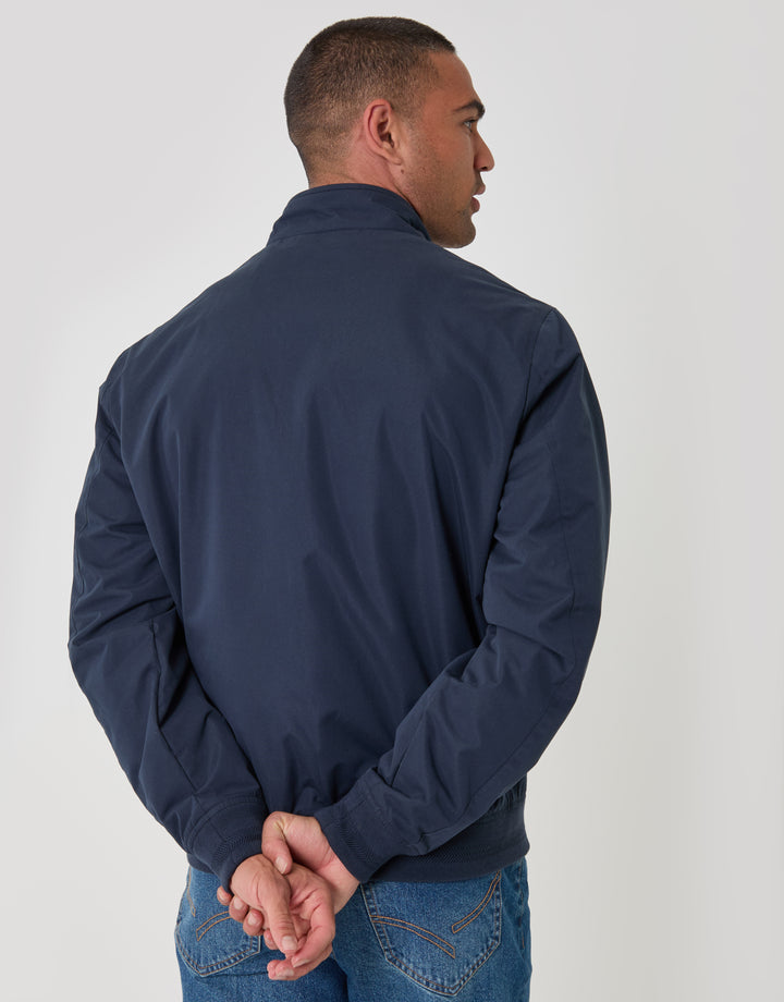 Threadbare Showerproof Microfibre Harrington Jacket in Navy - back view