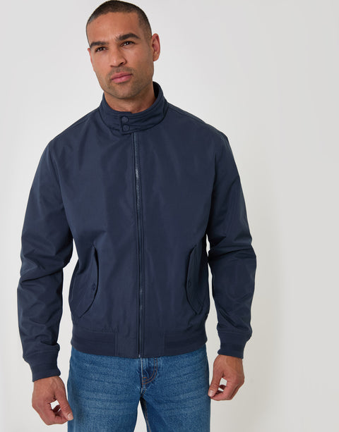 Threadbare Showerproof Microfibre Harrington Jacket in Navy - front view 2