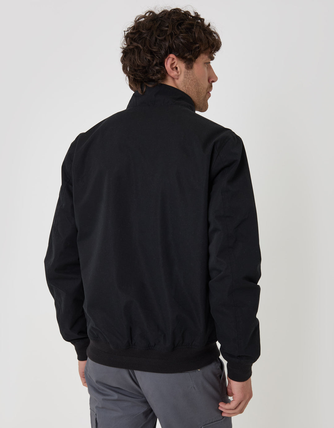 Threadbare Showerproof Microfibre Harrington Jacket in Black - back view