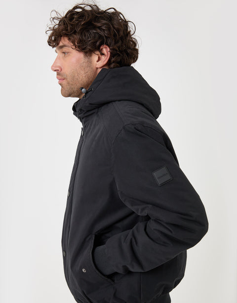 Threadbare Showerproof Jacket with Borg Lined Hood in Black - side view