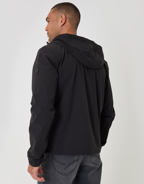 Threadbare Showerproof Ripstop Hooded Jacket in Black - back view