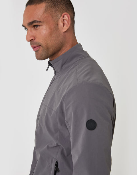 Threadbare Showerproof Ripstop Harrington Jacket in Slate Grey - front close