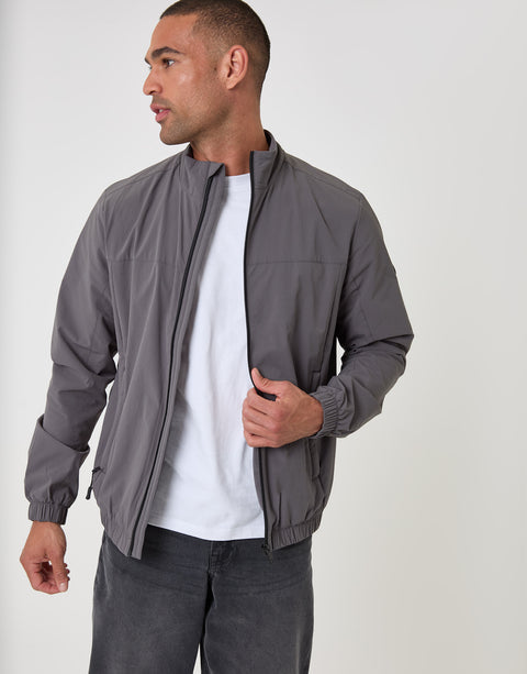 Threadbare Showerproof Ripstop Harrington Jacket in Slate Grey - front view