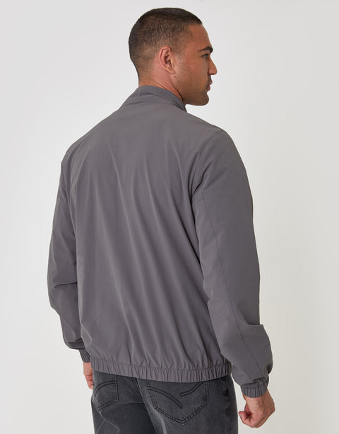 Threadbare Showerproof Ripstop Harrington Jacket in Slate Grey - back view