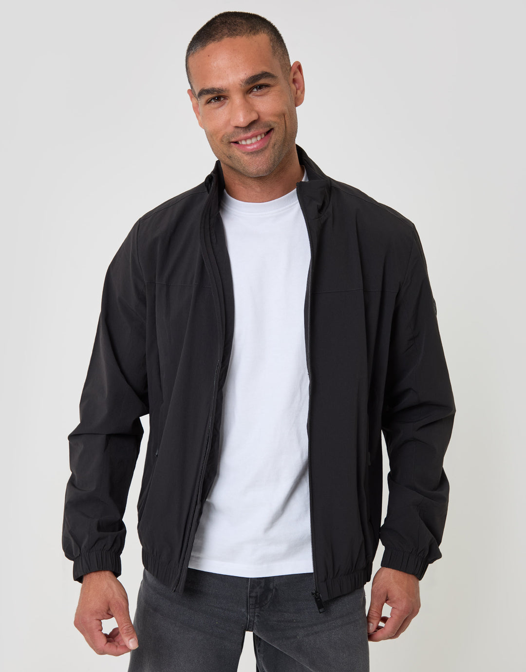 Threadbare Showerproof Ripstop Harrington Jacket - front view open