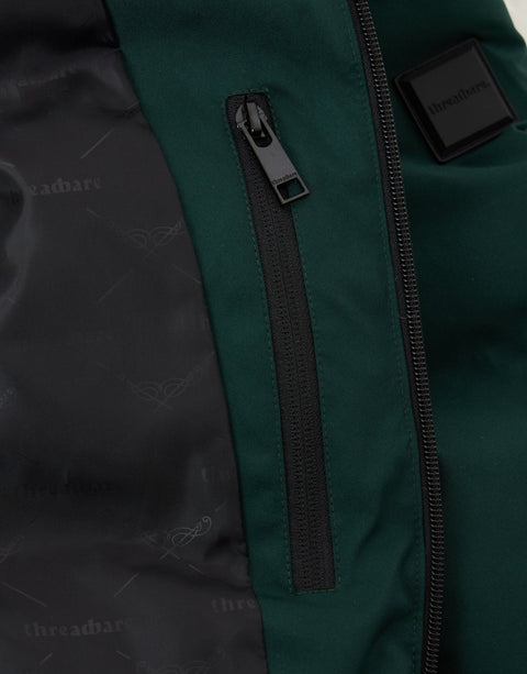 Threadbare Showerproof Longline Puffer Coat in Green - inside detail