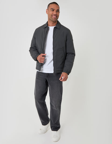 Threadbare Showerproof Collared Harrington Jacket in Slate Grey - full body