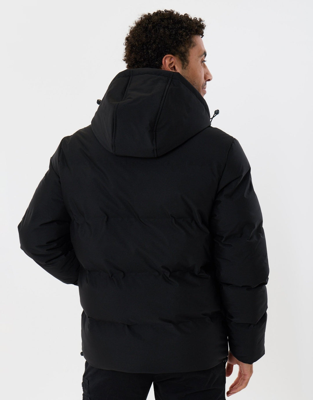 Showerproof Hooded Puffer Coat in Black