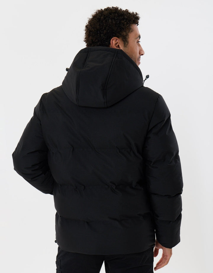 Showerproof Hooded Puffer Coat in Black