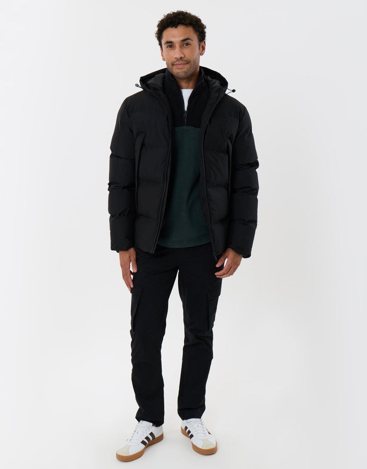 Showerproof Hooded Puffer Coat in Black