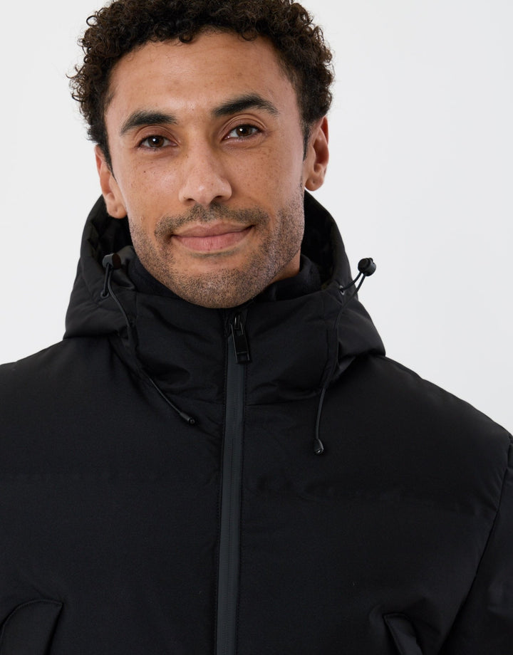 Showerproof Hooded Puffer Coat in Black