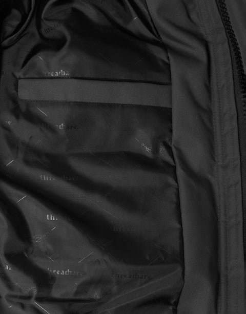 Threadbare Showerproof Hooded Puffer Coat with Adjustable Waist in Black - inside