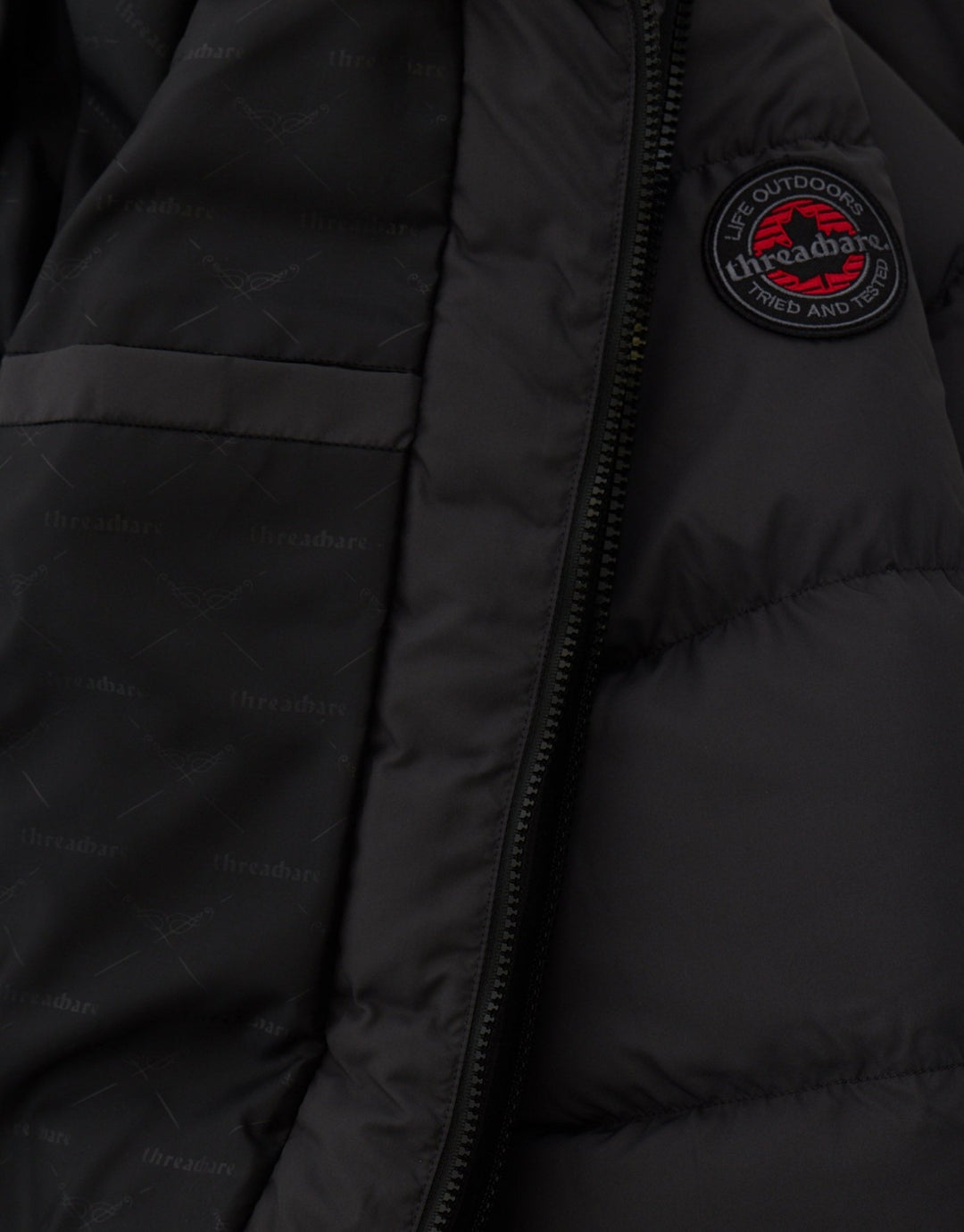 Showerproof Padded Double Zip Coat in Slate Grey