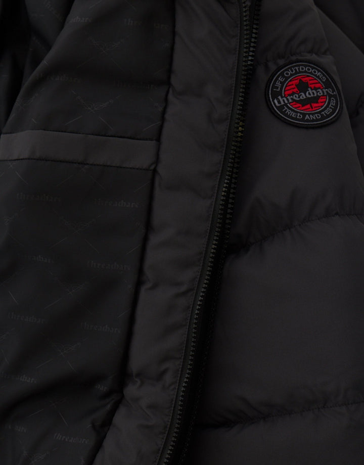 Showerproof Padded Double Zip Coat in Slate Grey