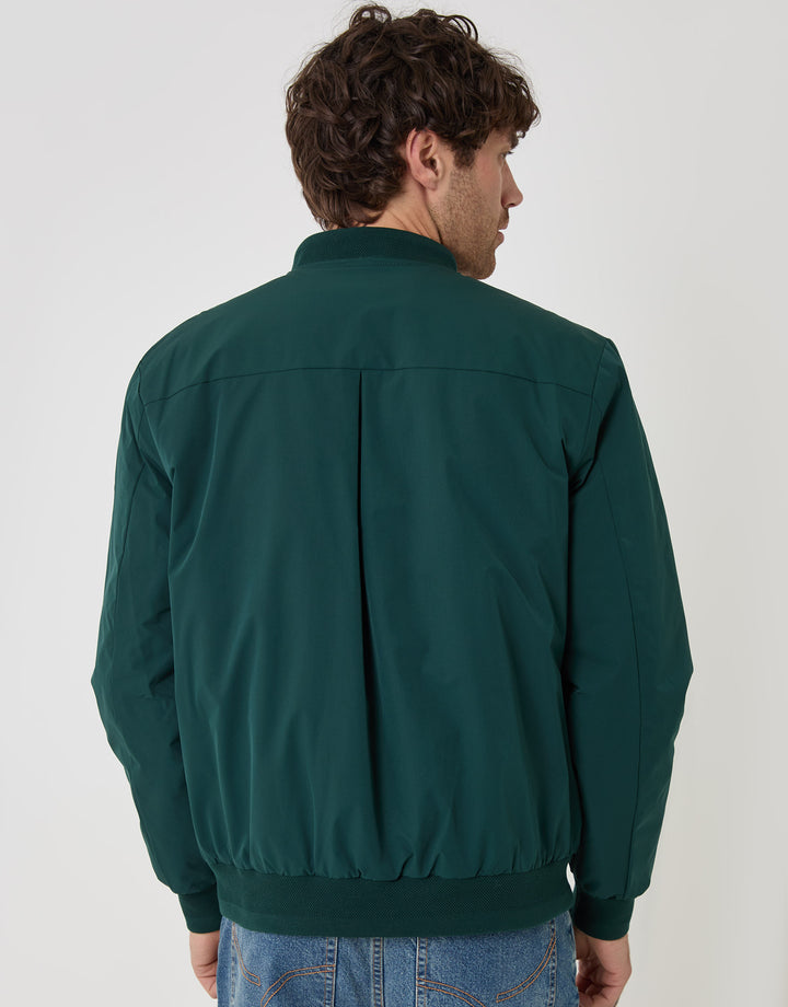 Threadbare Showerproof Padded Bomber Jacket in Green - back view
