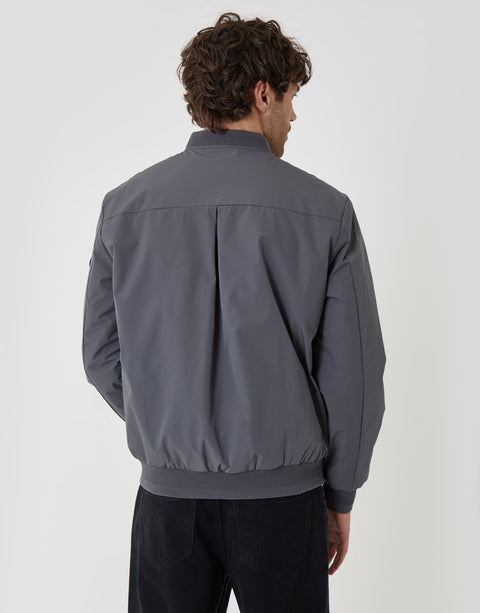 Threadbare Showerproof Padded Bomber Jacket in Slate Grey - back view