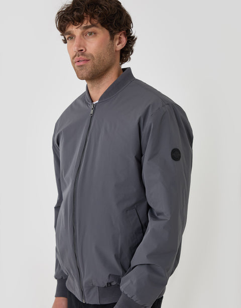 Threadbare Showerproof Padded Bomber Jacket in Slate Grey - detail