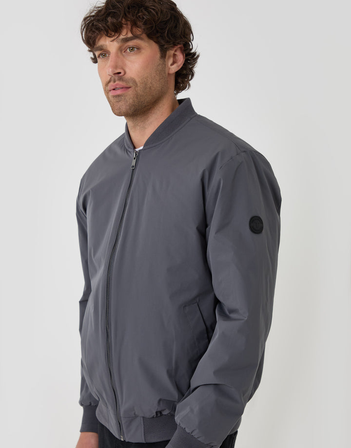 Threadbare Showerproof Padded Bomber Jacket in Slate Grey - detail