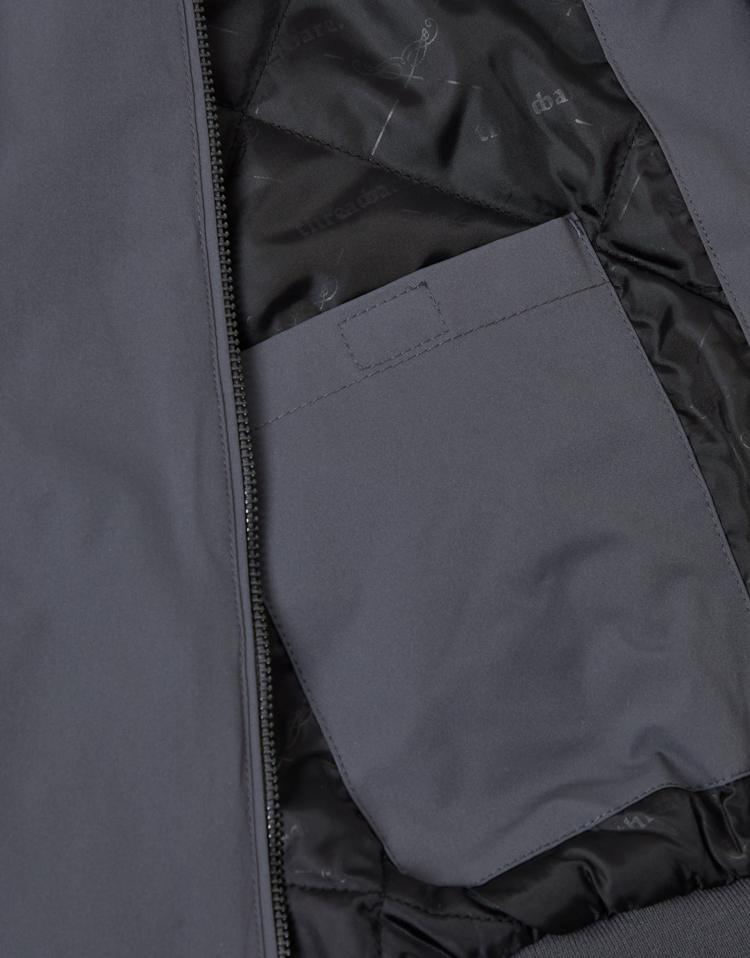 Threadbare Showerproof Padded Bomber Jacket in Slate Grey - detail