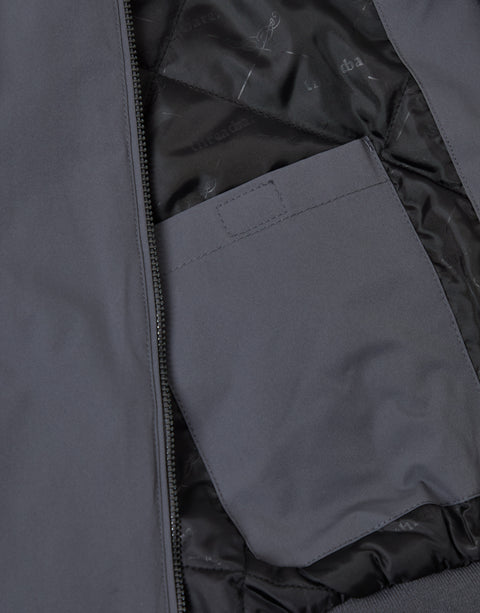Threadbare Showerproof Padded Bomber Jacket in Slate Grey - detail