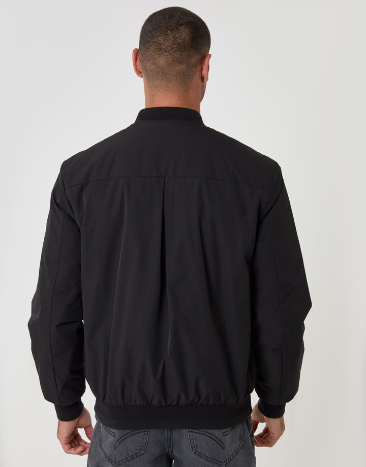 Threadbare Showerproof Padded Bomber Jacket in Black - back view