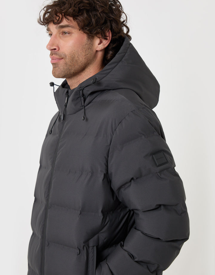 Threadbare Wadded Hooded Jacket in Slate Grey - side view