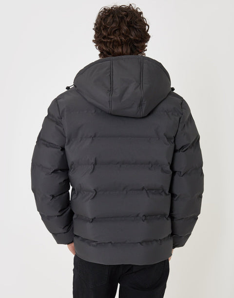 Threadbare Wadded Hooded Jacket in Slate Grey - back view