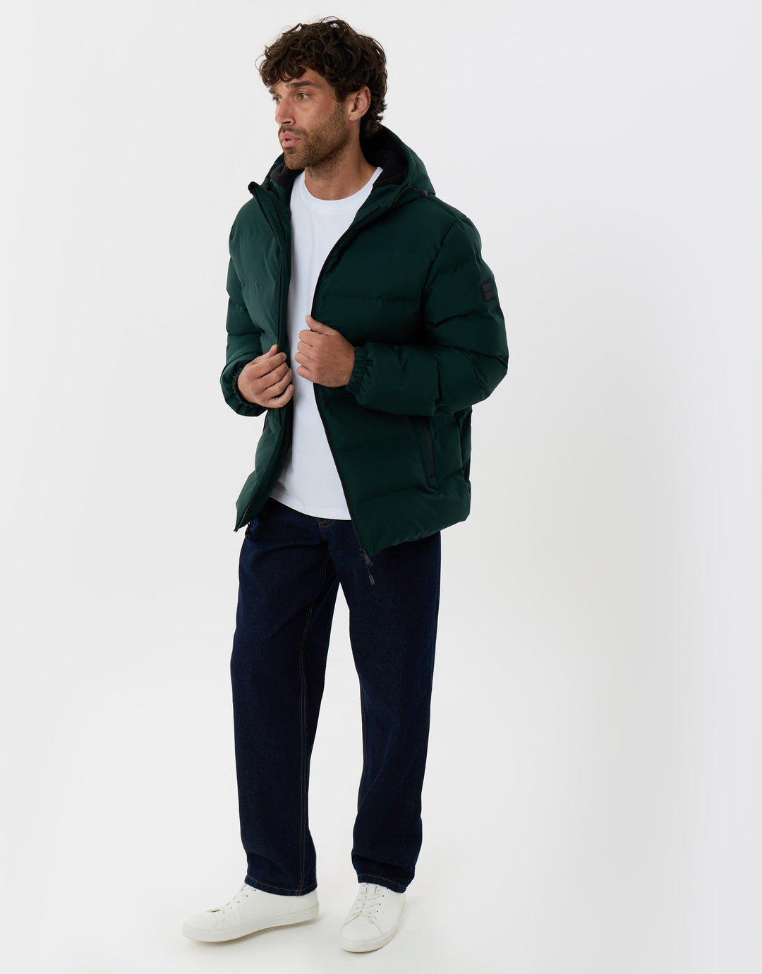 Showerproof Ripstop Puffer Coat in Forest Green