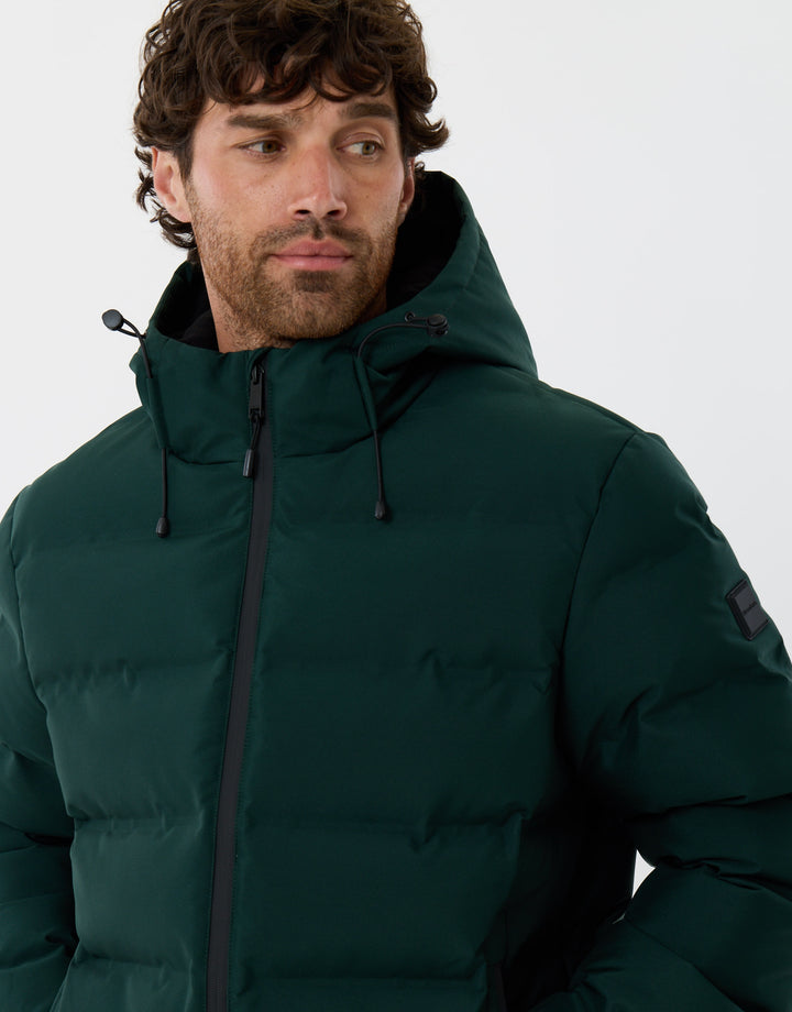 Showerproof Ripstop Puffer Coat in Forest Green