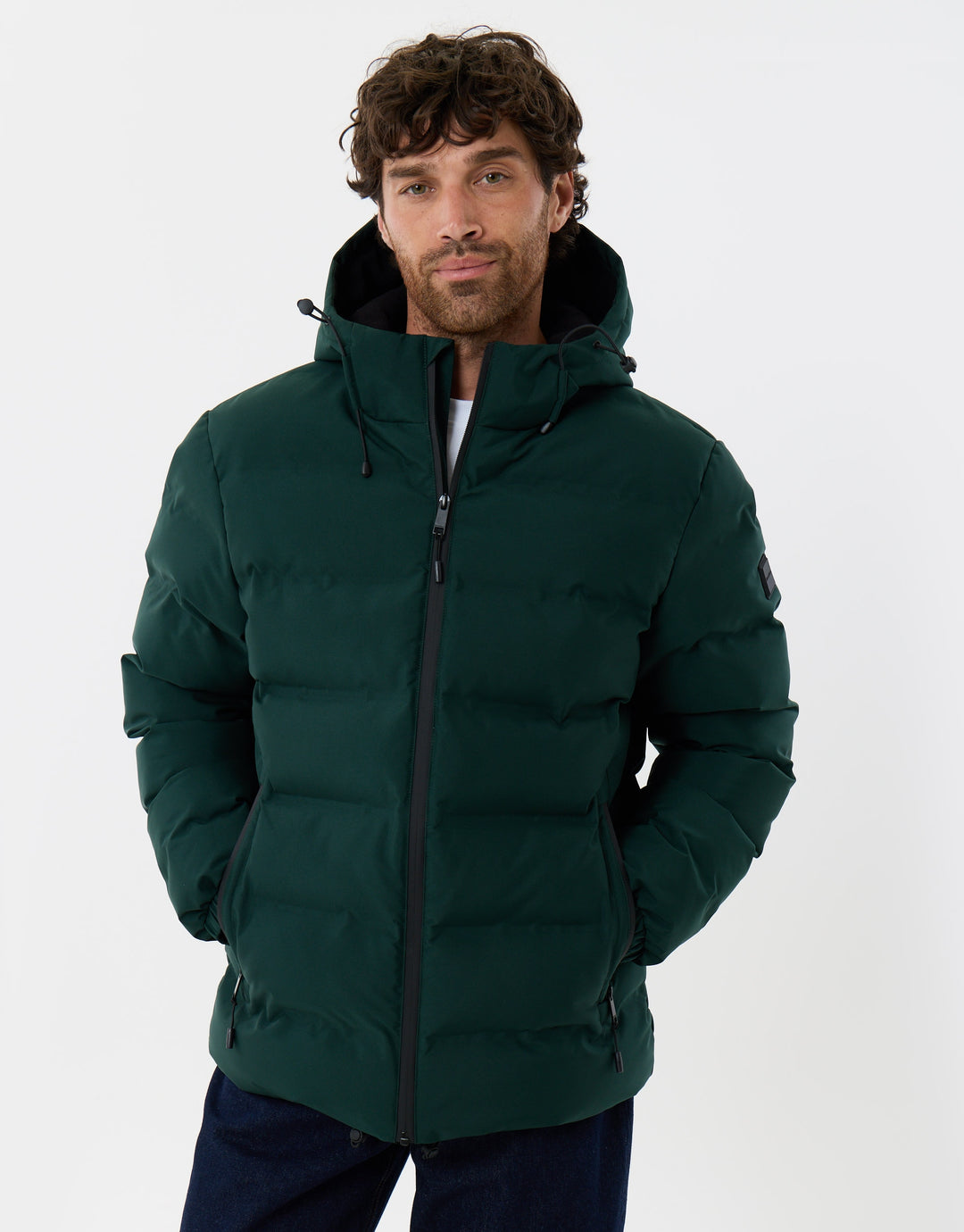 Showerproof Ripstop Puffer Coat in Forest Green