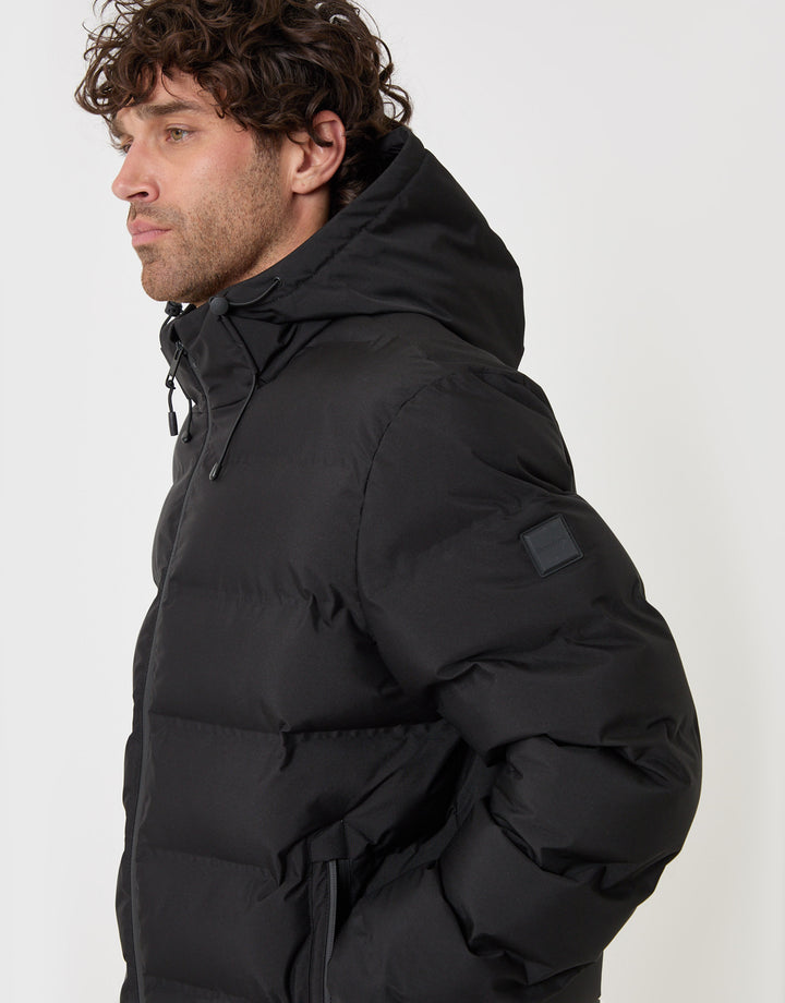 Threadbare Wadded Hooded Jacket in Black - detail