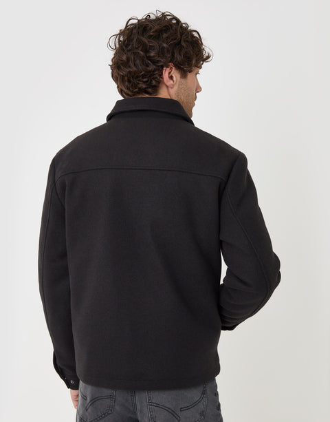 Threadbare Lightweight Collared Jacket in Black - back view