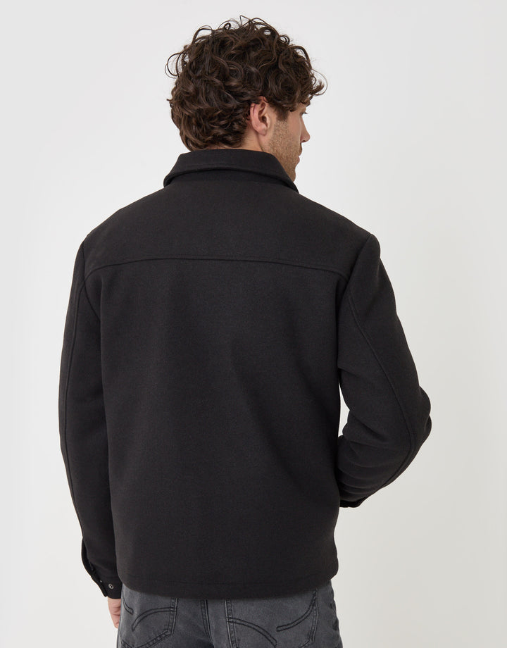 Threadbare Lightweight Collared Jacket in Black - back view