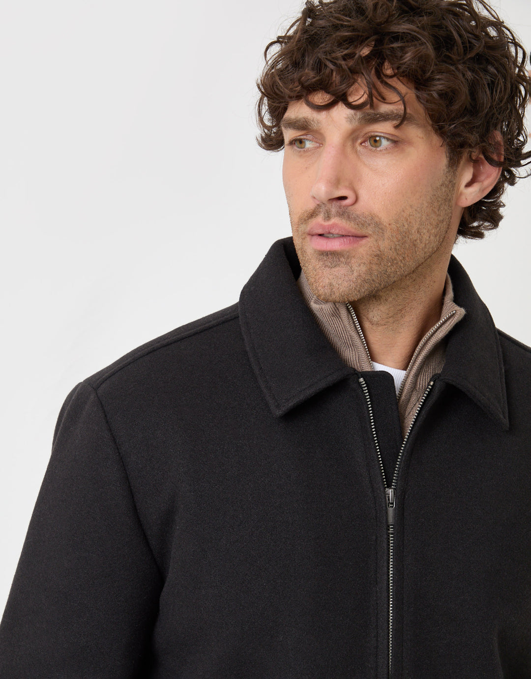 Threadbare Lightweight Collared Jacket in Black - close up
