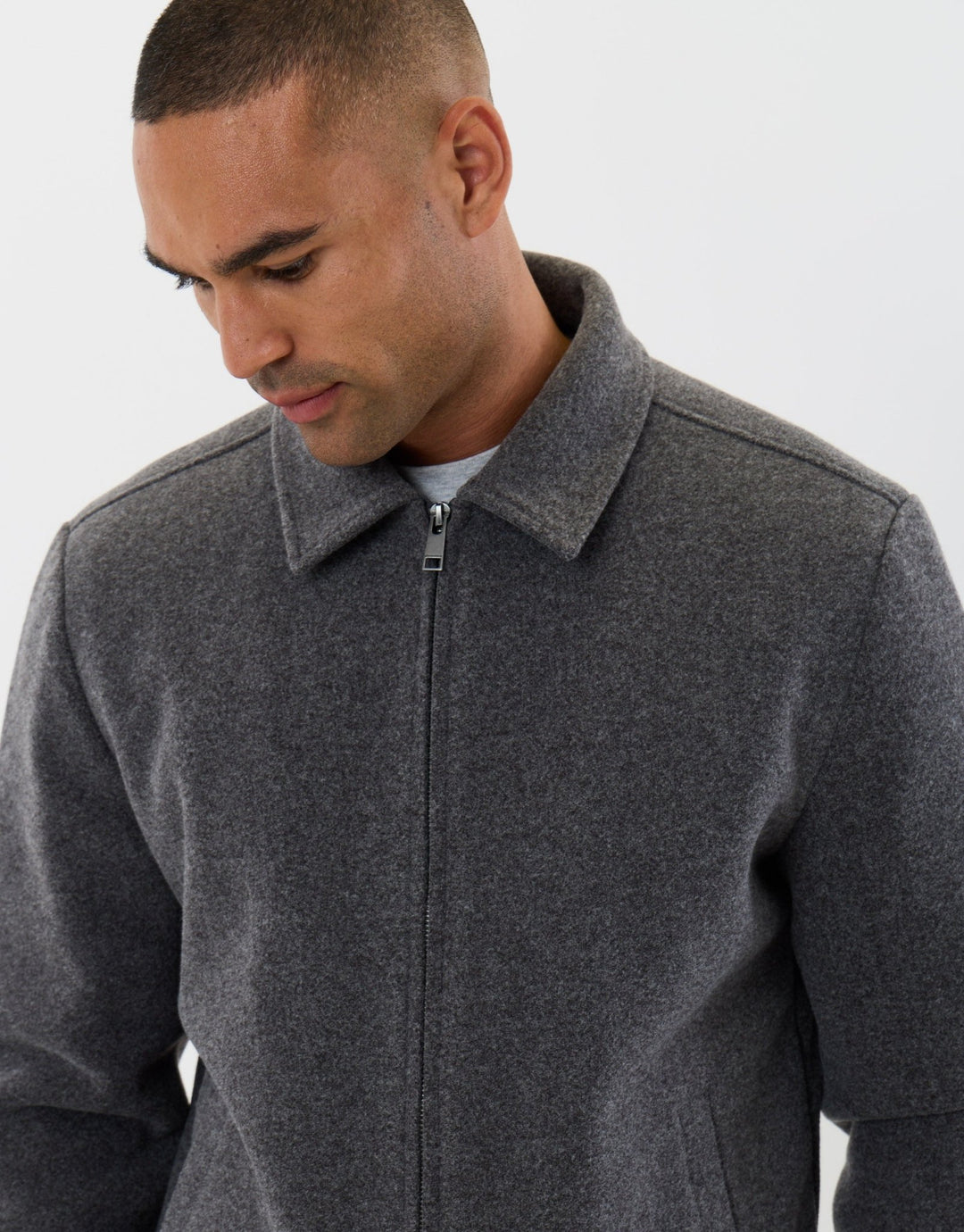 Threadbare Lightweight Collared Jacket in Charcoal - detail