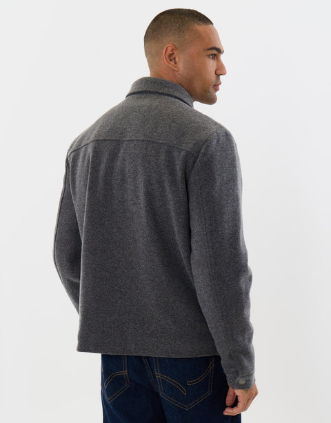 Threadbare Lightweight Collared Jacket in Charcoal - back view