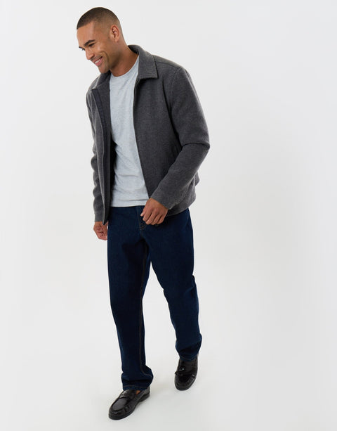 Threadbare Lightweight Collared Jacket in Charcoal - full body
