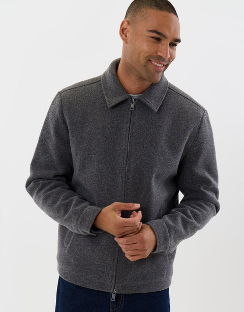 Threadbare Lightweight Collared Jacket in Charcoal - detail