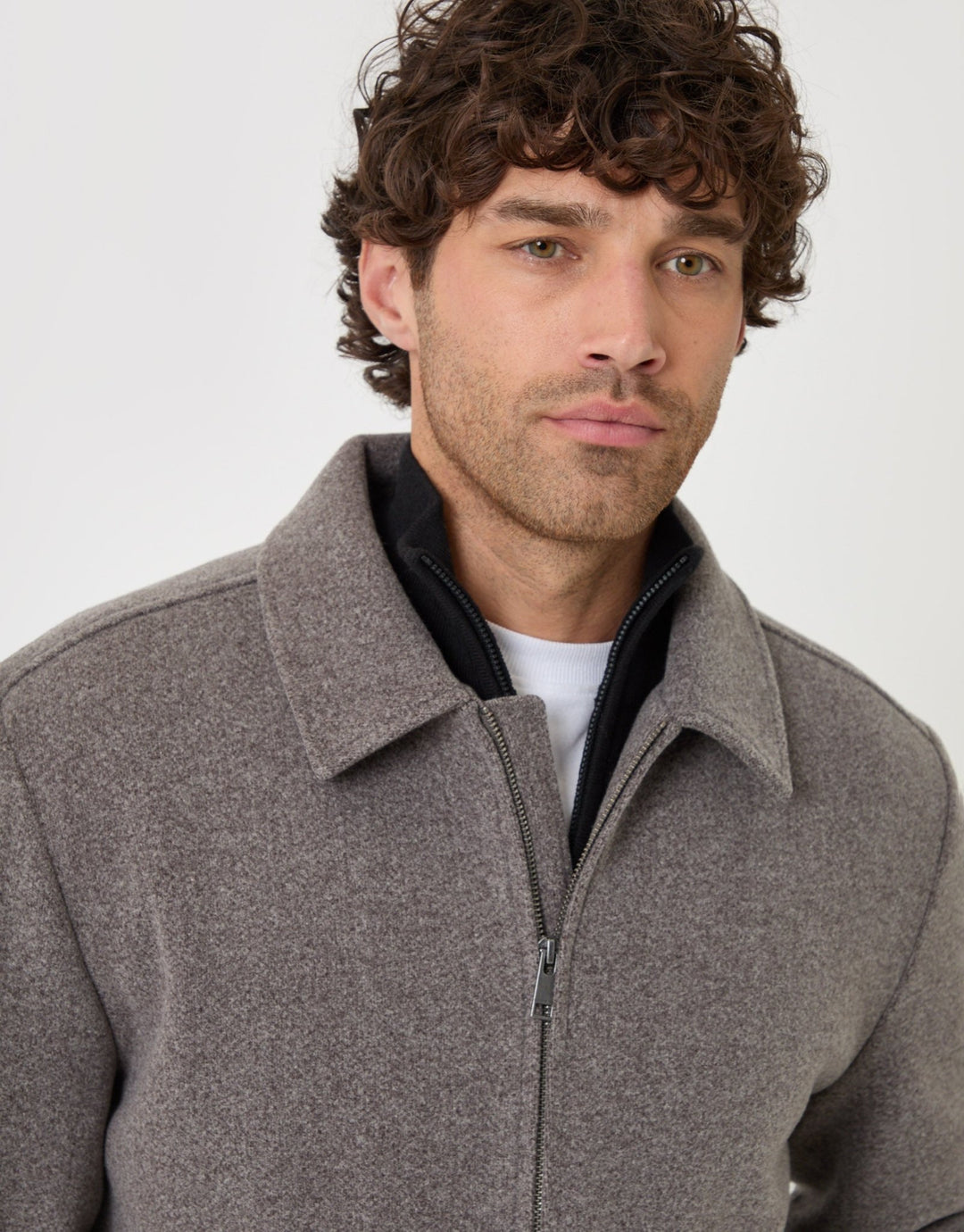 Threadbare Lightweight Collared Jacket in Grey - close up