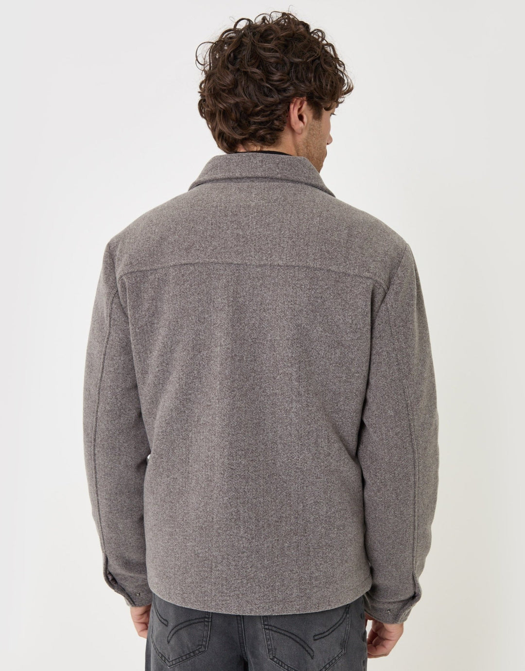 Threadbare Lightweight Collared Jacket in Grey - back view