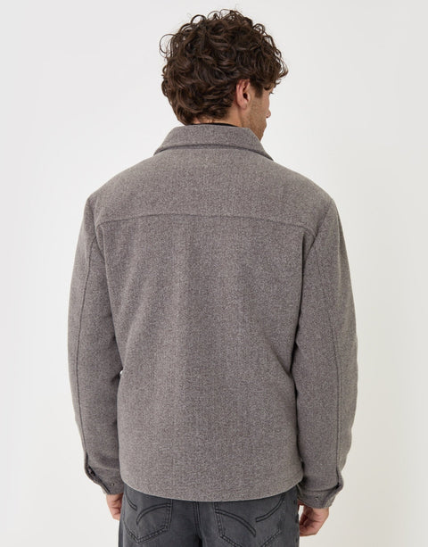 Threadbare Lightweight Collared Jacket in Grey - back view