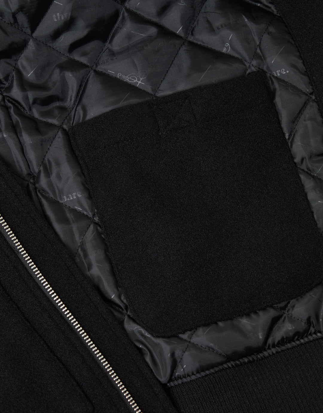 Threadbare Lightweight Jacket with Faux Fur Collar in Black - inside pocket