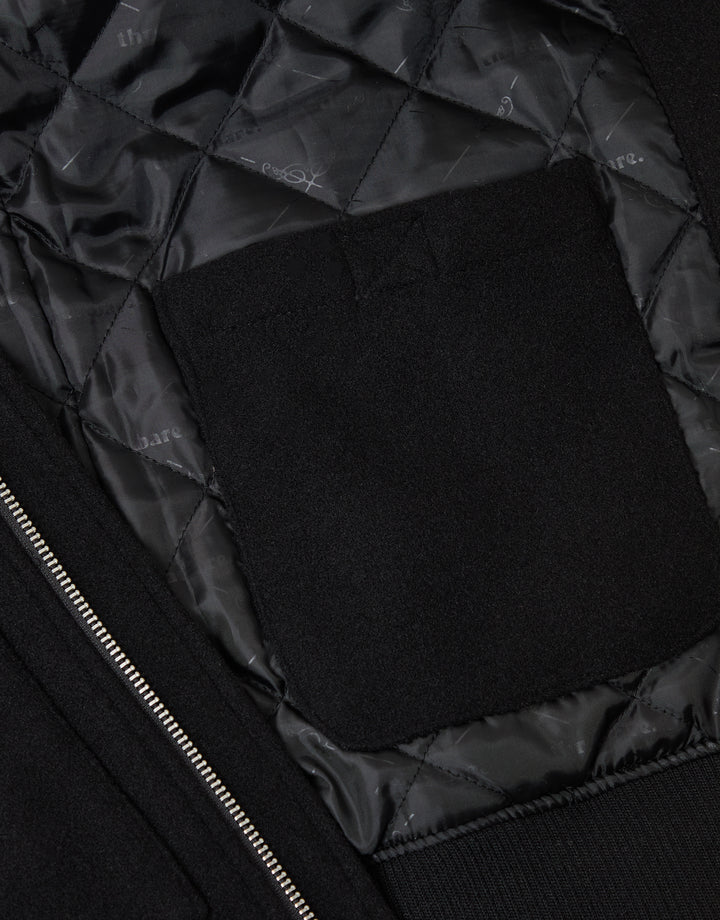 Threadbare Lightweight Jacket with Faux Fur Collar in Black - inside pocket