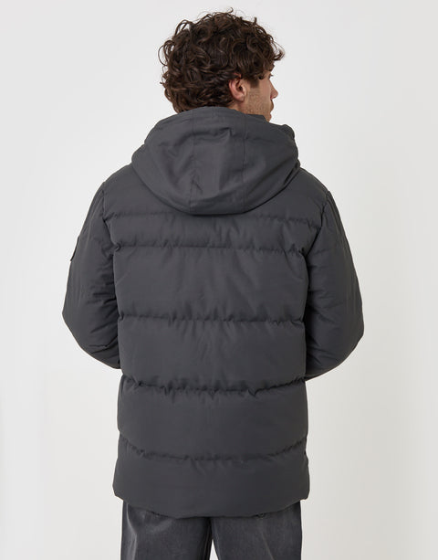 Threadbare Showerproof Hooded Puffer Coat with Borg Lined Hood in Slate Grey - back view