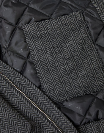 Threadbare Herringbone Faux Wool Collared Jacket in Slate Grey - detail