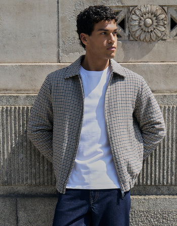 Threadbare Faux Wool Collared Jacket in Brown Check - campaign