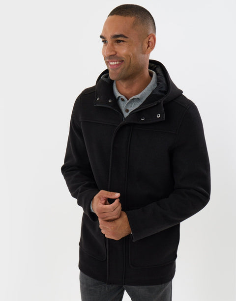 Threadbare Faux Wool Hooded Jacket in Black - side view