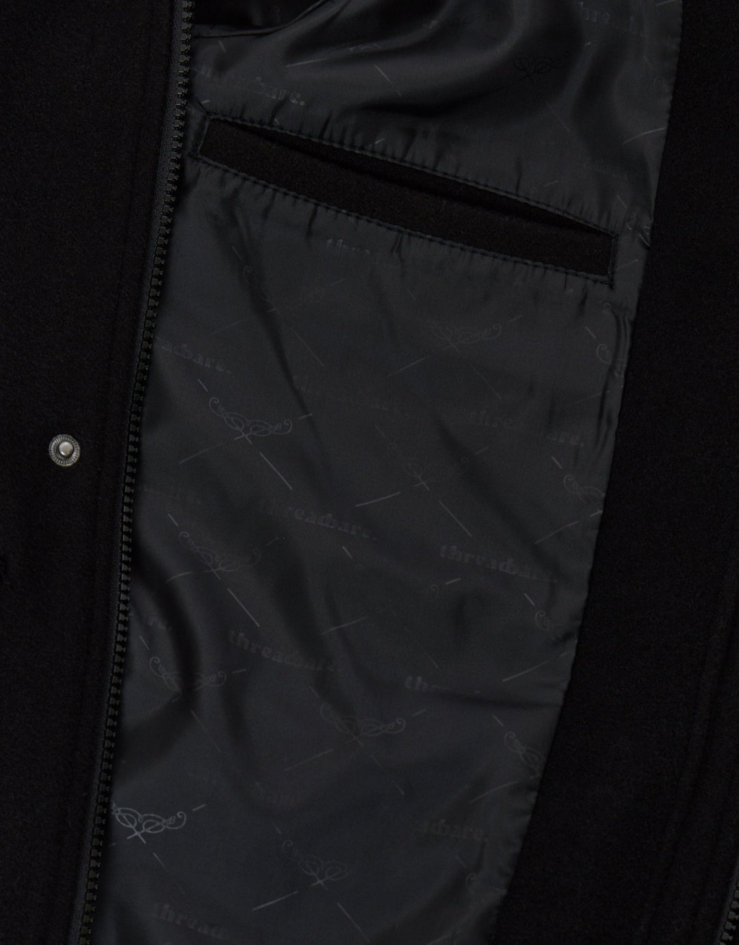 Threadbare Faux Wool Hooded Jacket in Black - detail