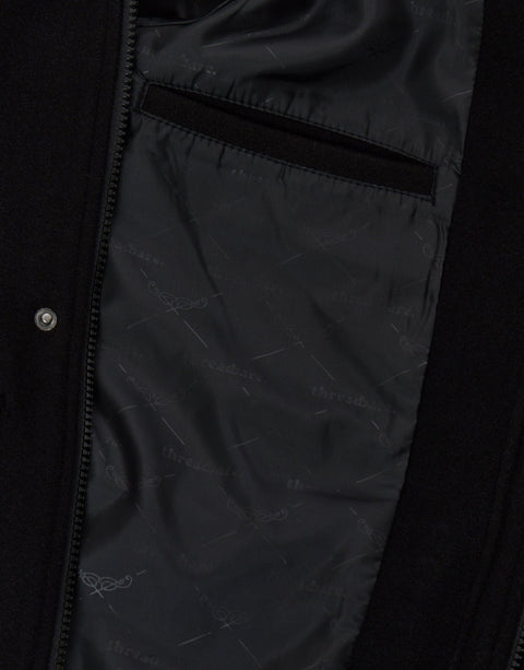 Threadbare Faux Wool Hooded Jacket in Black - detail