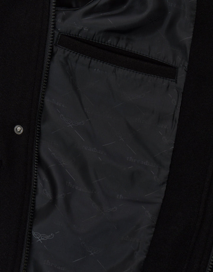 Threadbare Faux Wool Hooded Jacket in Black - detail